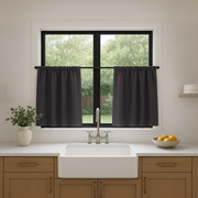 Charcoal Grey Thermal Linen Kitchen Curtains