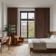 Chocolate Brown Velvet Soundproof Curtains with Multitape