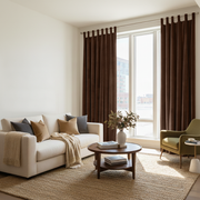 Chocolate Brown Velvet Tab Top Curtains