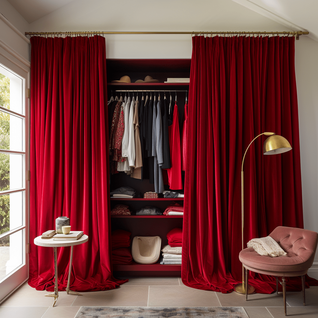 Classic Red Velvet S-Fold Closet Curtain