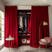 Classic Red Velvet S-Fold Closet Curtain