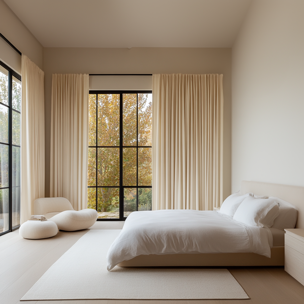 Cream Bedroom Blackout Curtains