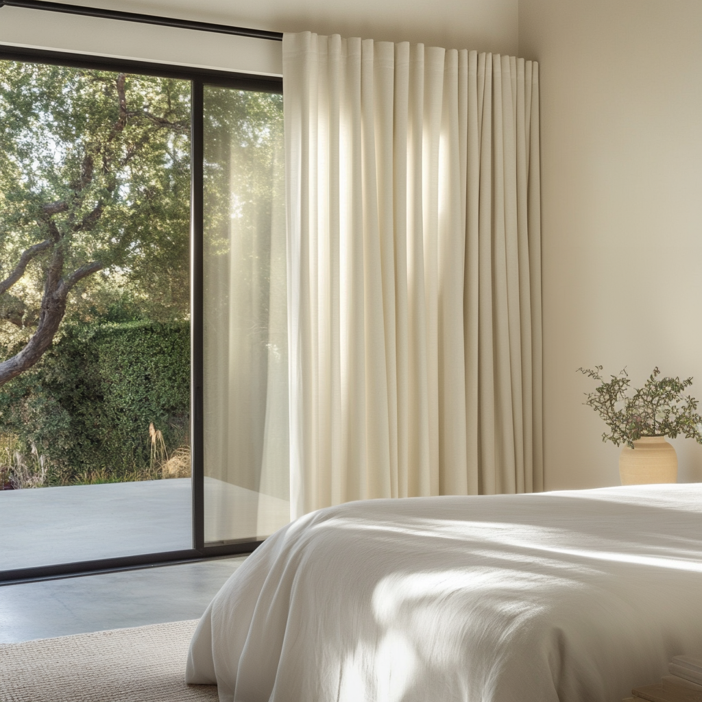 Cream Bedroom Curtains - Cotton Lined