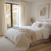 Cream Bedroom Curtains - Unlined
