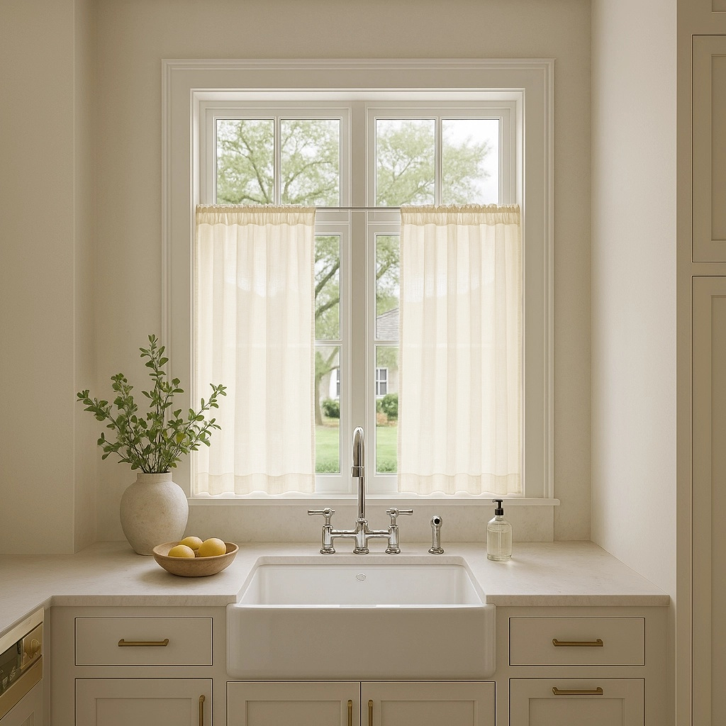 Cream Linen Kitchen Curtains