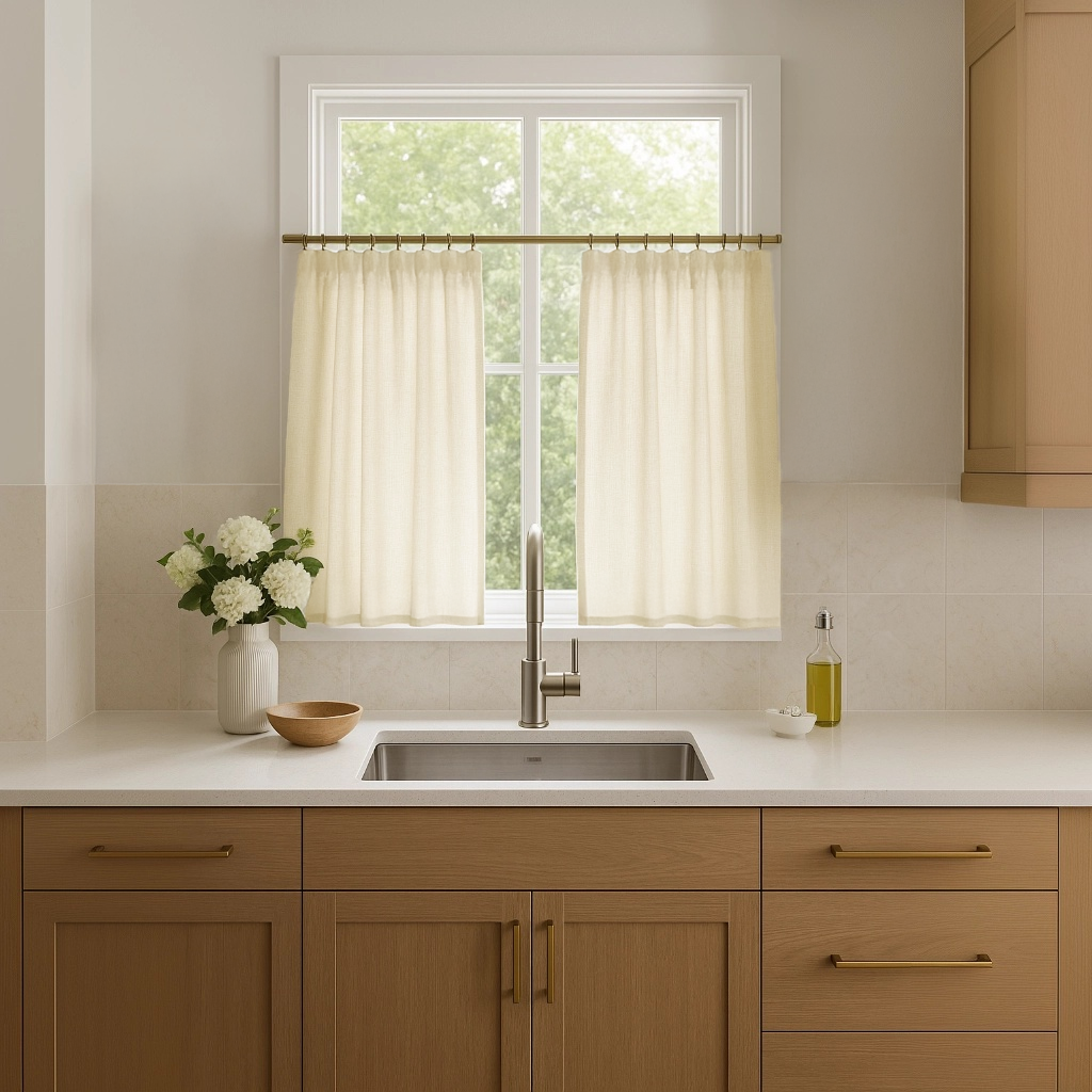 Cream Linen Kitchen Curtains