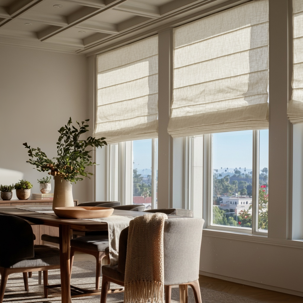 Cream Linen Roman Blinds