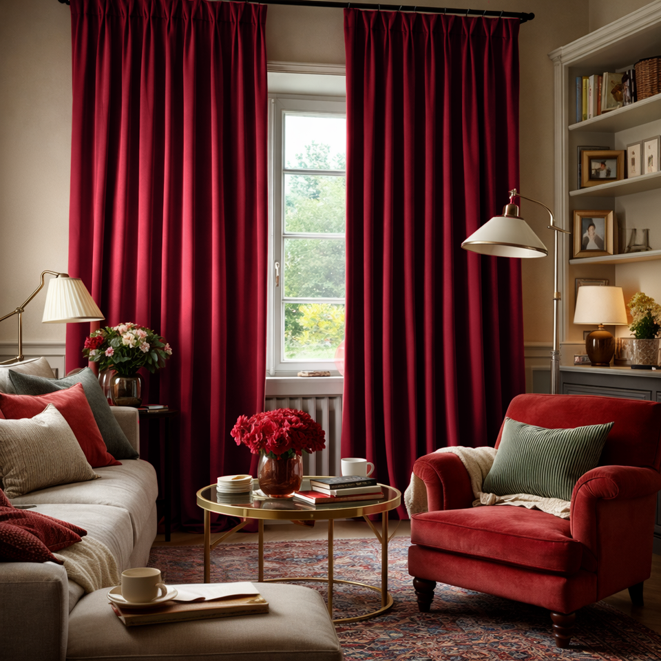 Heavy Dark Deep Red Velvet Pinch Pleat Curtains – Custom Sizes: 150 ...