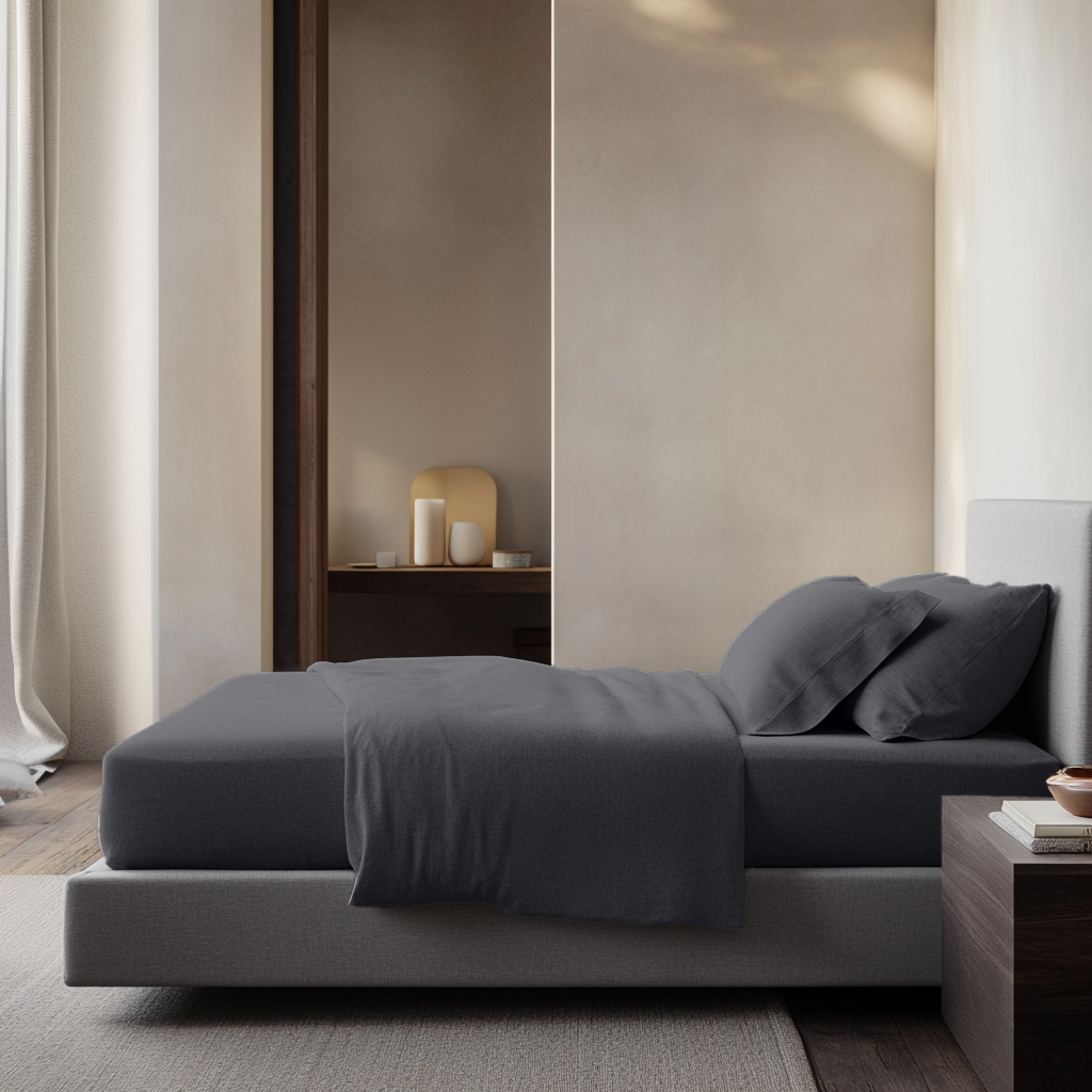 Dim Soft Grey Linen Extra Deep Fitted Sheet 