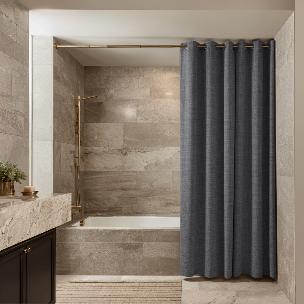 Dim Grey Hookless Linen Shower Curtain