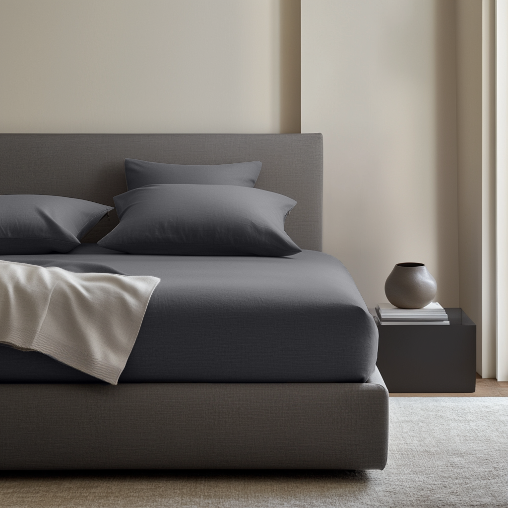 Dim Soft Grey Linen Extra Deep Fitted Sheet 