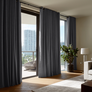 Dim Grey Linen Eyelet Curtain - Blackout Lining