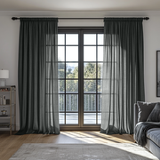 Dim Grey Linen Pencil Pleat Unlined Curtain