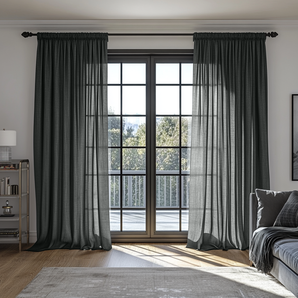 Dim Grey Linen Pencil Pleat Unlined Curtain