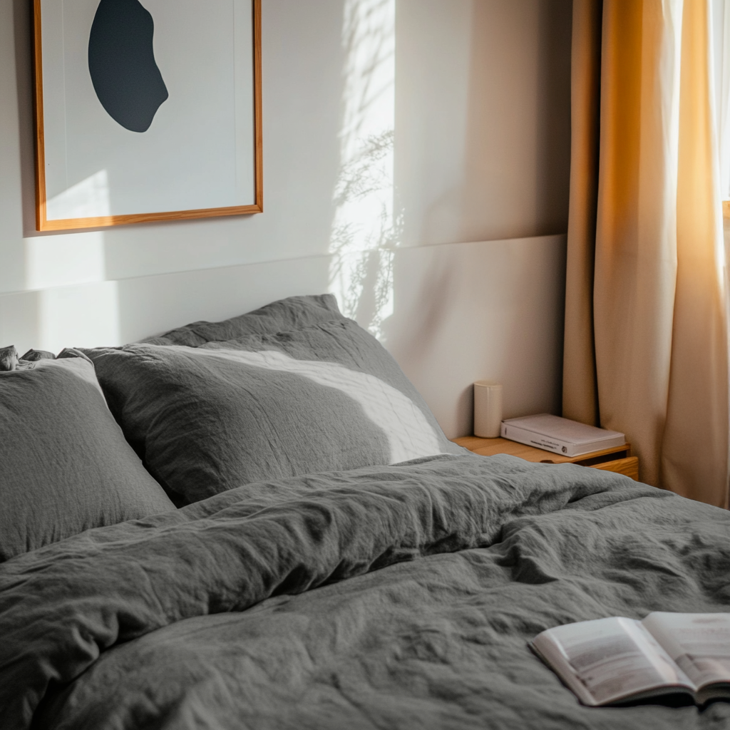 Dim Grey Linen Quilt Cover