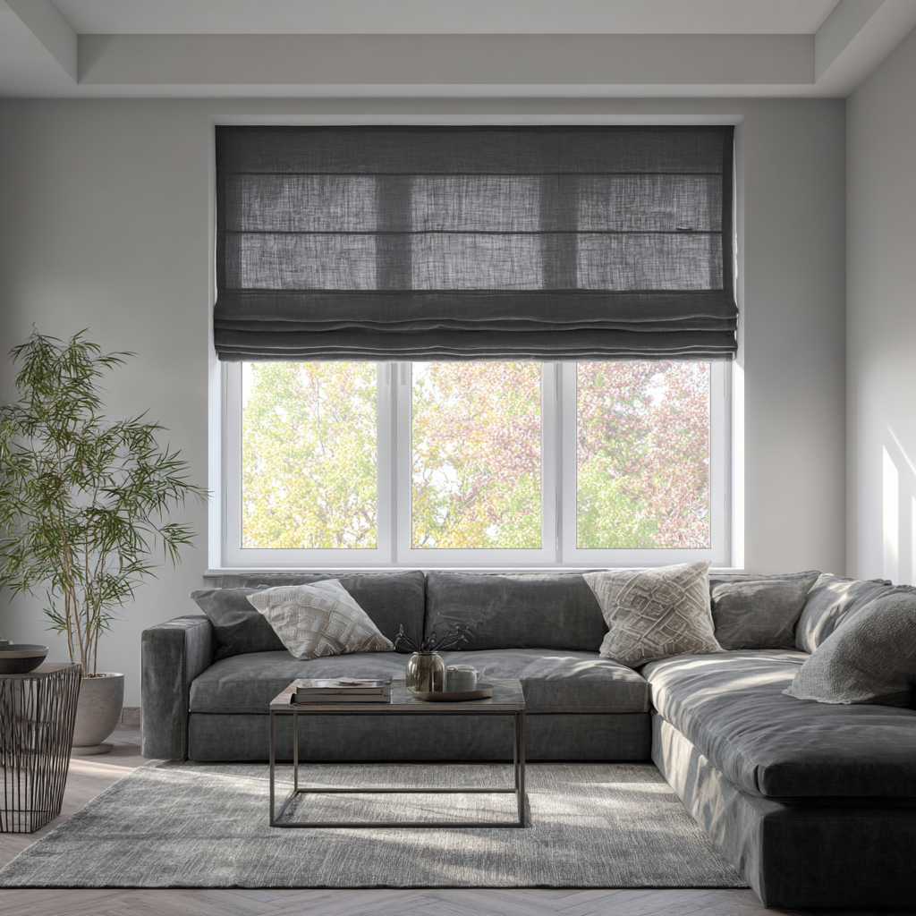 Dim Grey Linen Roman Blinds
