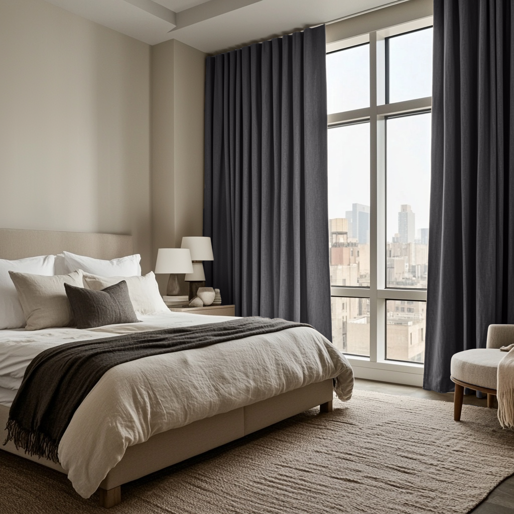 Dim Grey Linen Thermal S-Fold Curtains