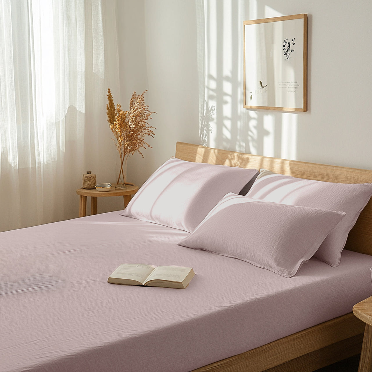 Dusty Pink Linen Extra Deep Fitted Sheet 