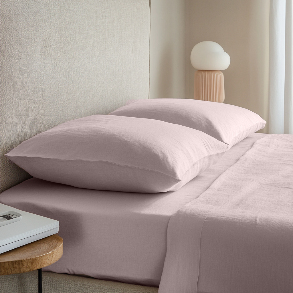 Dusty Pink Linen Extra Deep Fitted Sheet 