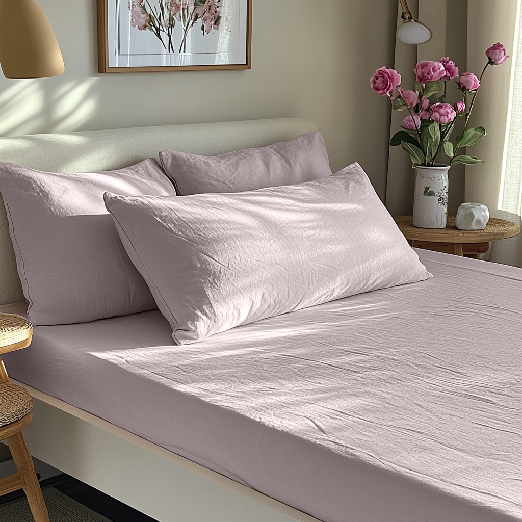 Dusty Pink Linen Fitted Sheet