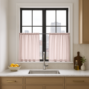 Dusty Pink Linen Kitchen Curtains