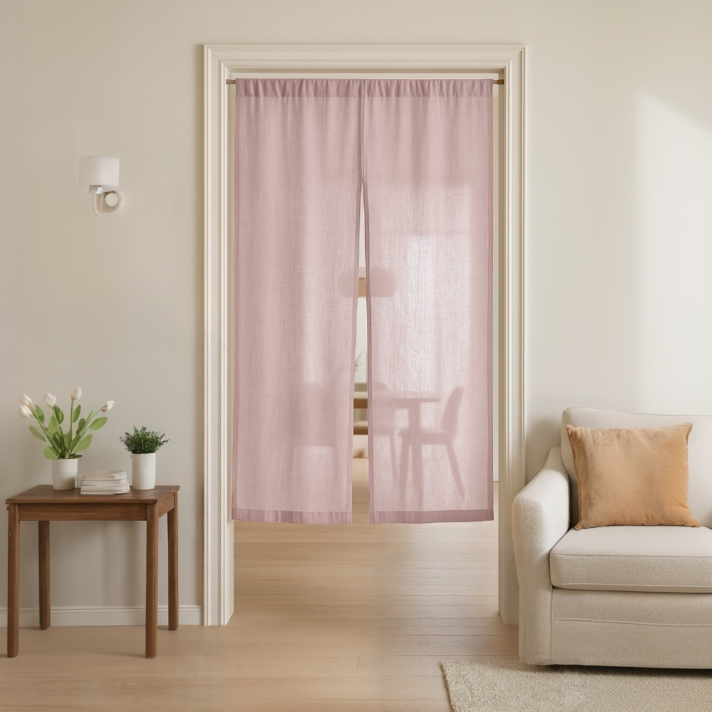 Dusty Pink Linen Noren Curtain