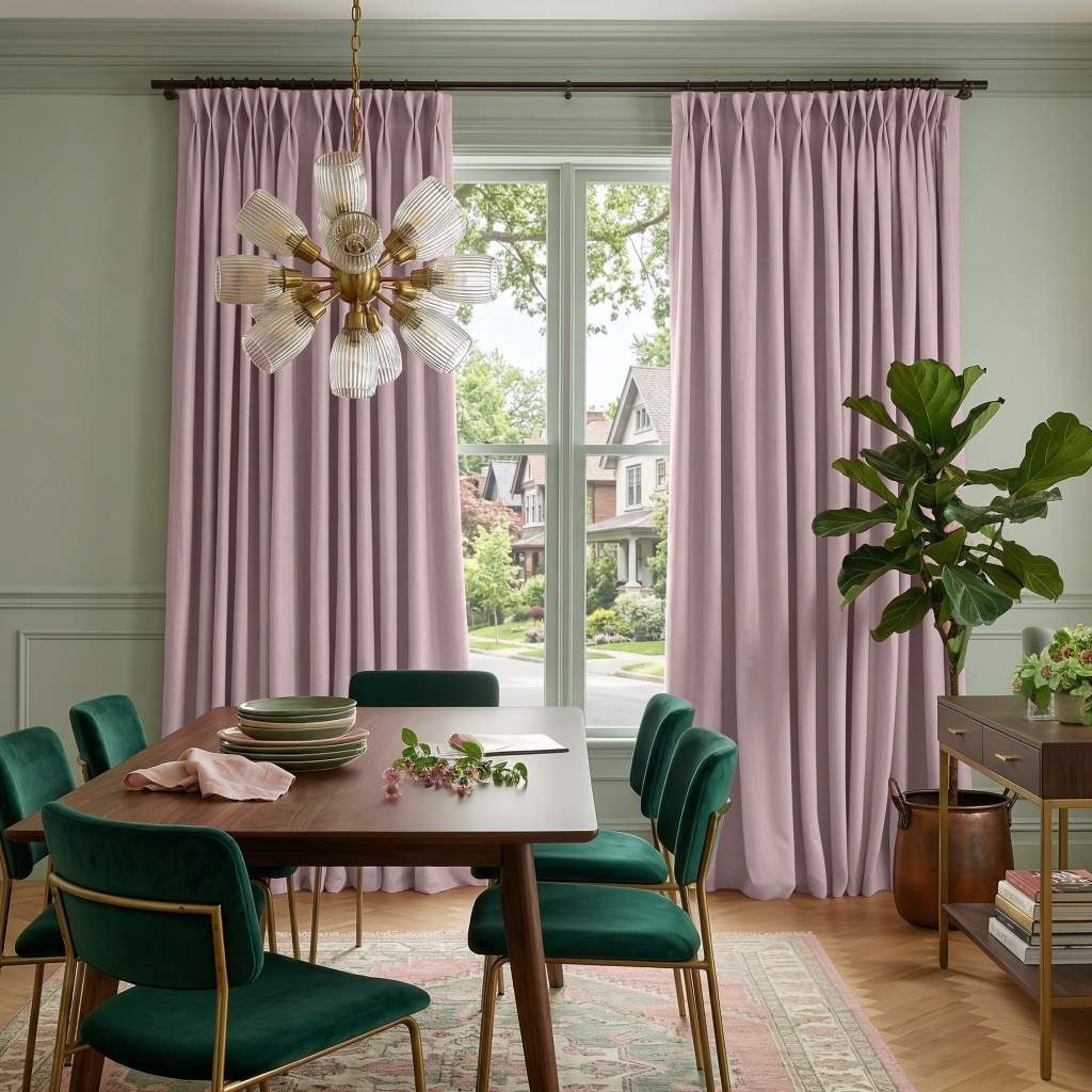 Dusty Pink Linen Thermal Pinch Pleat Curtains