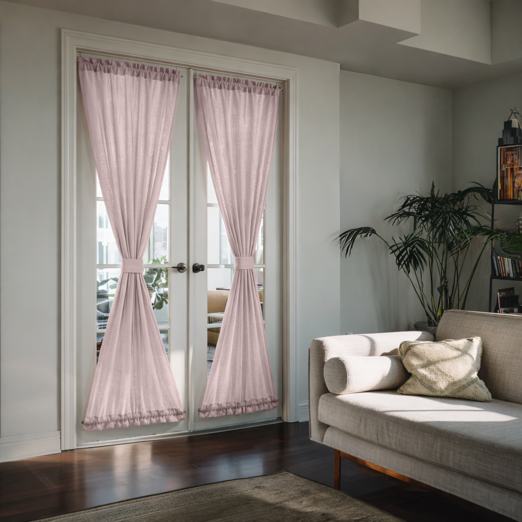 Dusty Pink Linen French Door Curtains