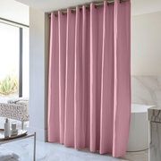Dusty Rose Hookless Linen shower curtain in a modern bathroom