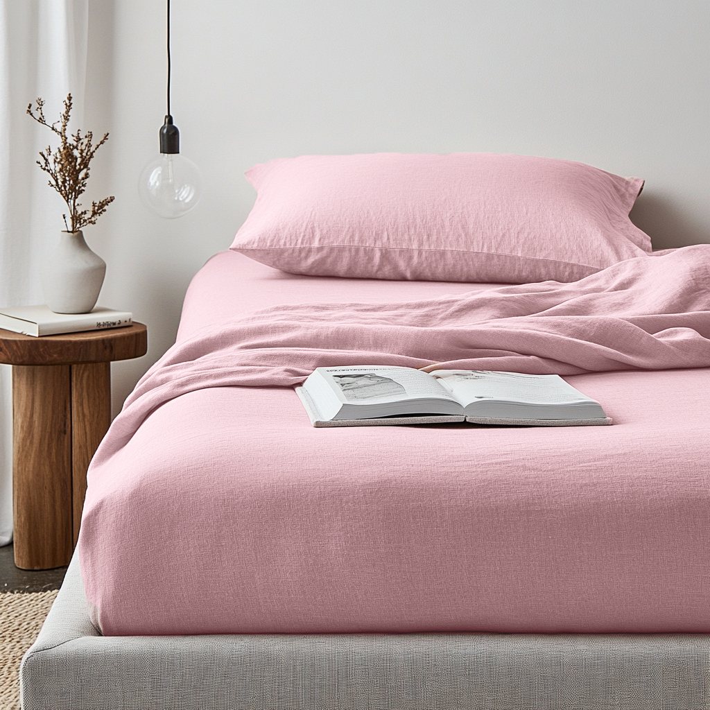 Dusty Rose Linen Extra Deep Fitted Sheet 