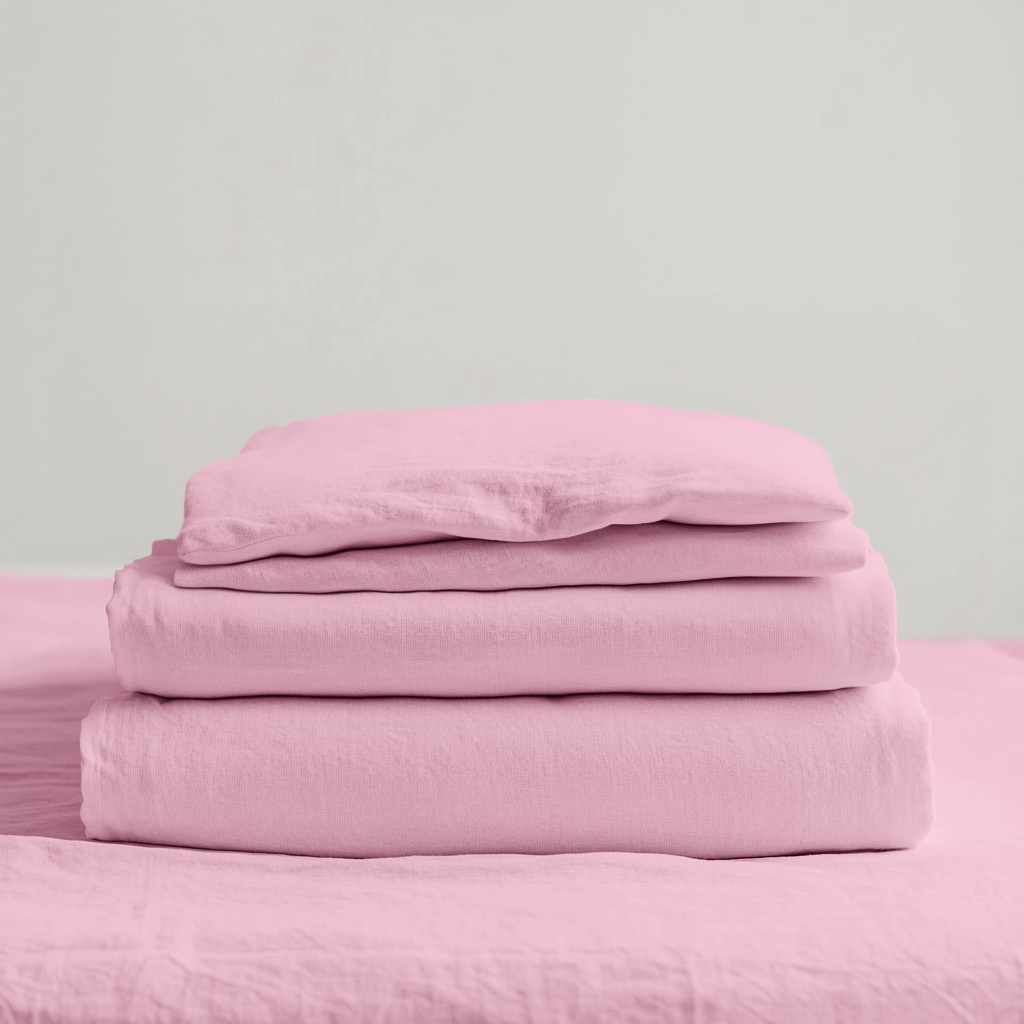 Dusty Rose Linen Extra Deep Fitted Sheet Set