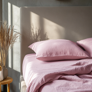 Dusty Rose Washed Linen Deep Pocket Fitted Sheet Set