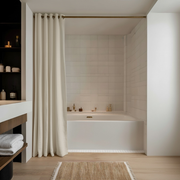 Ecru Heavy Weight Hookless Linen Shower Curtain