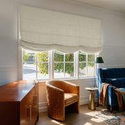 Ecru Heavy Weight Linen Relaxed Roman Blind - Blackout Lining