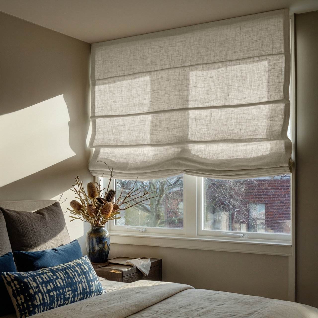 Ecru Heavy Weight Linen Relaxed Roman Blind