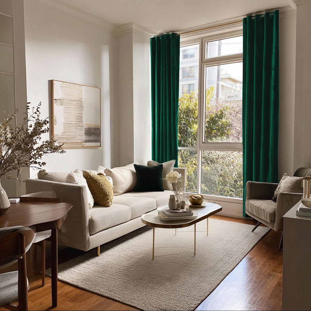 Emerald Green Velvet Eyelet Blackout Curtains