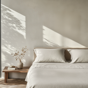 Ecru Beige Washed Linen Heavyweight Extra Deep Fitted Sheet Set