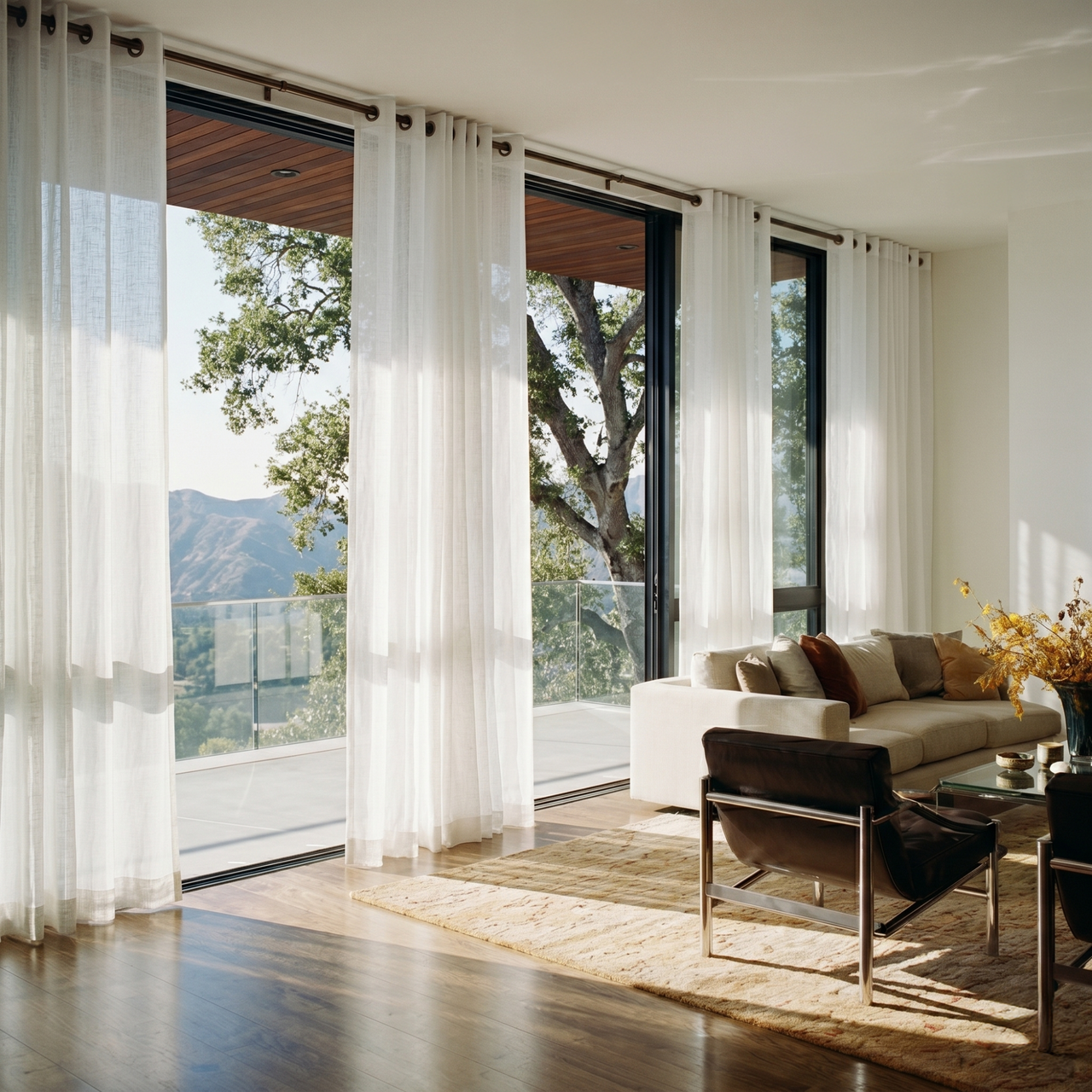 Off-White Sheer Linen Eyelet Curtains