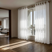 Off-White Sheer Linen Eyelet Curtains
