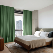 Fern Green Velvet Soundproof Curtains with Multitape