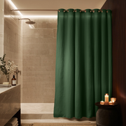 Forest Green Hookless Linen Shower Curtain