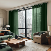 Forest Green Linen Eyelet Curtains