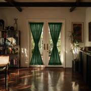 Forest Green Linen French Door Curtains