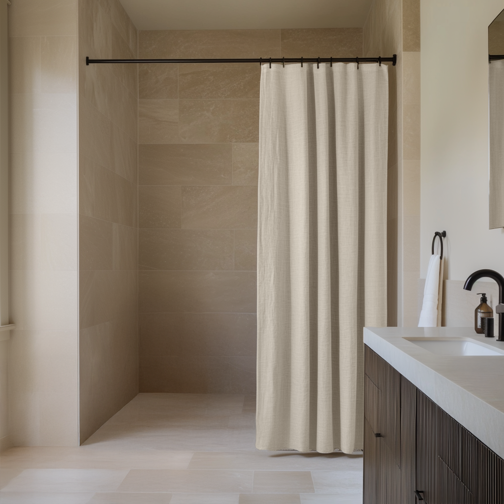 Ecru Heavy Weight Linen Shower Curtain