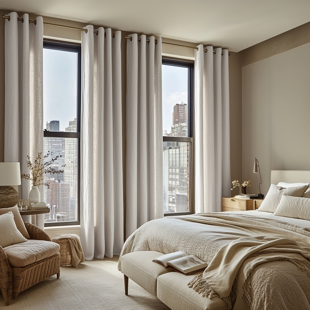 Off-White Heavy Weight Linen Eyelet Curtain