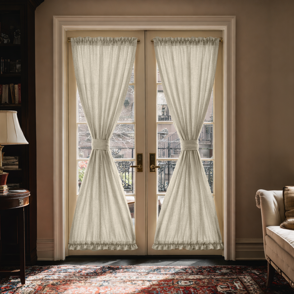 Ecru Heavy Weight Linen French Door Curtains