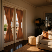 Terracotta Heavy Weight Linen French Door Curtains