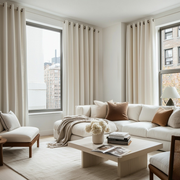 Off-White Heavy Weight Linen Eyelet Curtain - Cotton Lining