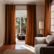Terracotta Heavy Weight Linen Doorway Curtains with Multitape