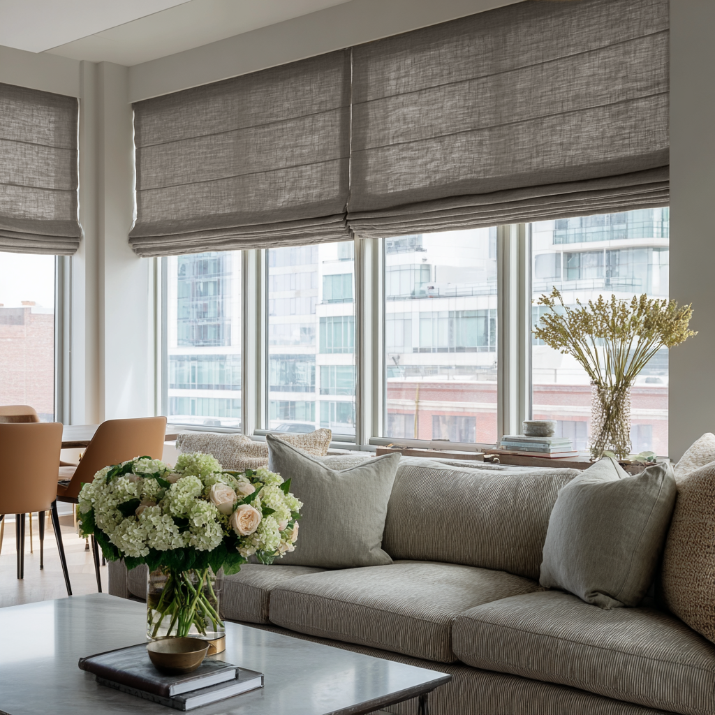 Natural Heavy Weight Linen Roman Blinds